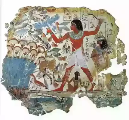 Scultura d'arte egiziana e sintesi di pittura