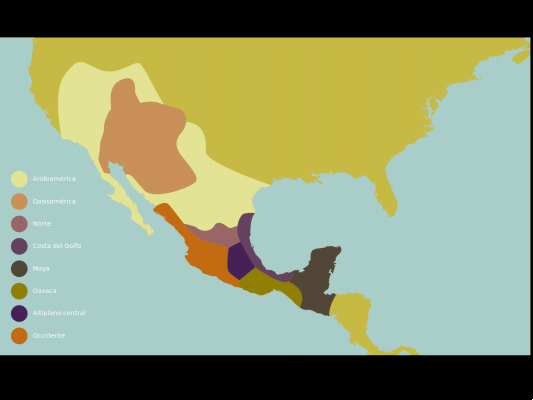 Mappa e caratteristiche di Mesoamerica Adiamerica e OasisAmerica