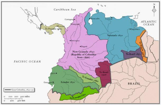 Sommario della Gran Colombia e scioglimento della mappa
