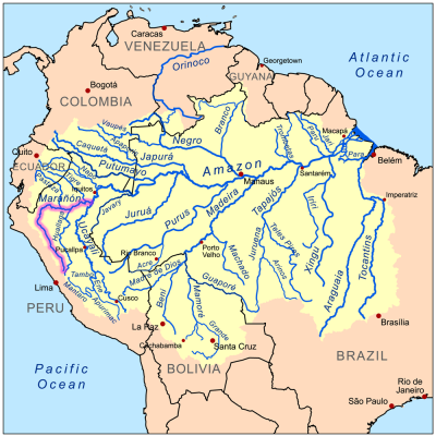 Paesi e città di Rio Amazonas dove passa