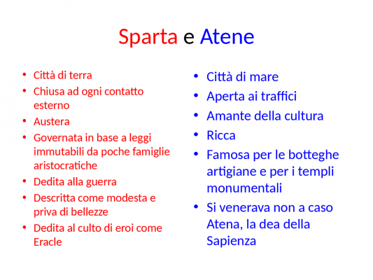 Differenze di Sparta e Atene