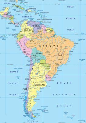 Paesi del Sud America e delle sue capitali pronte e mappe